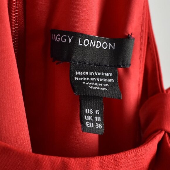 Maggy London Neck Tie Front Halter Shift Dress RED - 6 - Picture 2 of 8